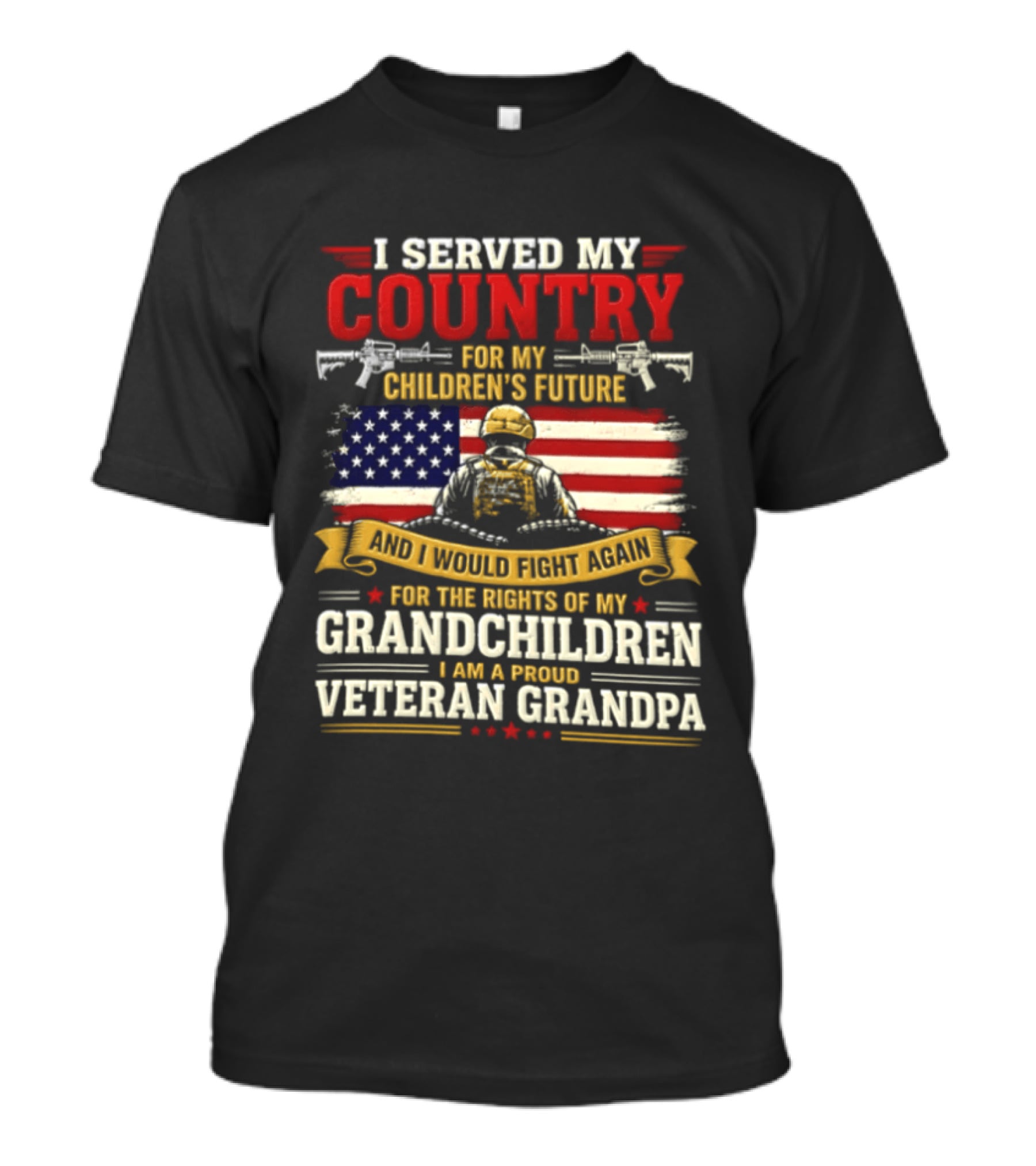 I Served My Country For Children's Future Veteran Grandpa Patriotic US Flag T-Shirt