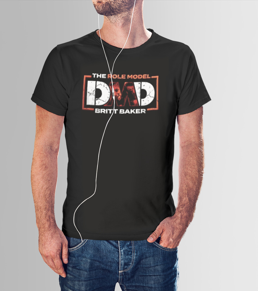 The Role Model DMD Britt Baker Wrestler Photo Inset Orange Box Frame Stencil T-Shirt
