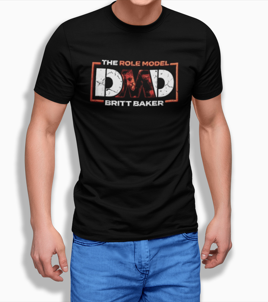 The Role Model DMD Britt Baker Wrestler Photo Inset Orange Box Frame Stencil T-Shirt
