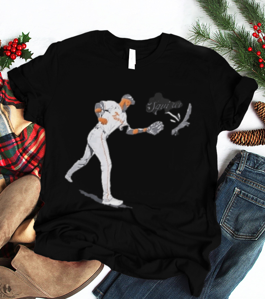 Squirrel Leody Taveras Texas Rangers MLB Catching Cartoon Baseball T-Shirt