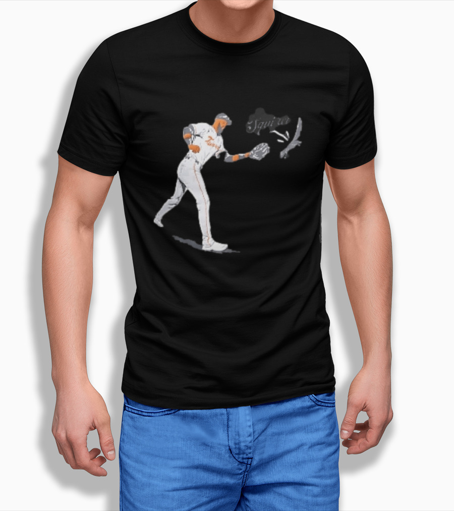 Squirrel Leody Taveras Texas Rangers MLB Catching Cartoon Baseball T-Shirt