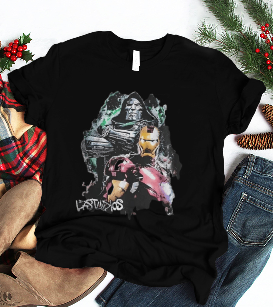 Lastudios Doctor Doom Iron Man Comic Book Dark Green Grunge T-Shirt