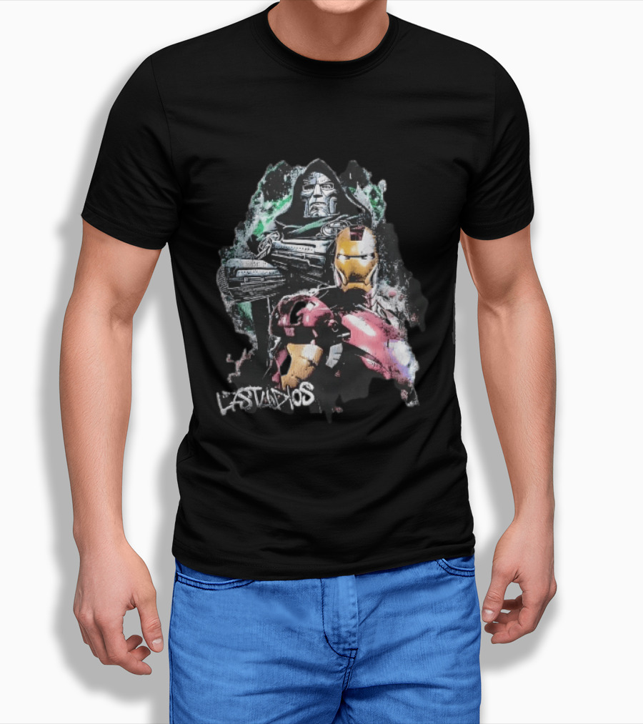 Lastudios Doctor Doom Iron Man Comic Book Dark Green Grunge T-Shirt