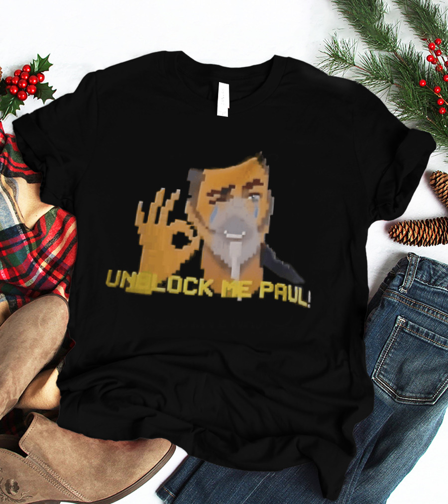 Unblock Me Paul Pixel Art Crying Man OK Hand Gesture T-Shirt