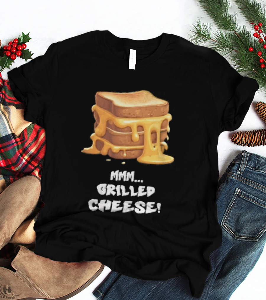Mmm Grilled Cheese Melting Dripping Stacked Sandwiches Cartoon T-Shirt