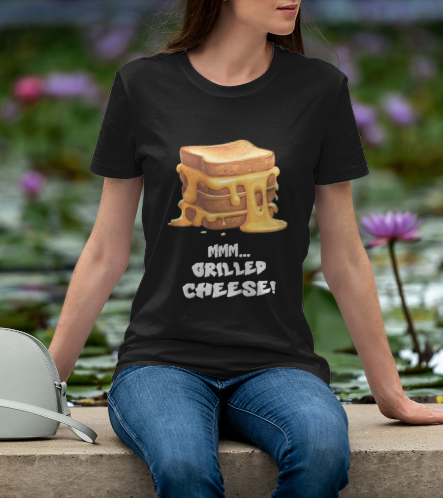 Mmm Grilled Cheese Melting Dripping Stacked Sandwiches Cartoon T-Shirt