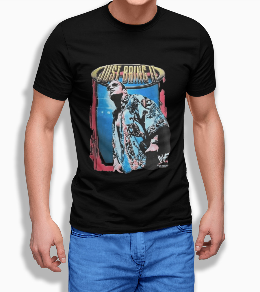 World Wrestling Federation Just Bring It Dwayne The Rock Johnson Sunglasses T-Shirt
