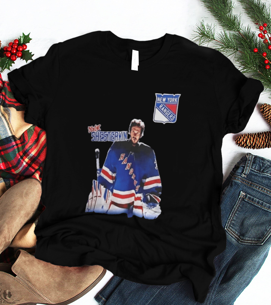 New York Rangers Igor Shesterkin NHL Goaltender Blue Uniform T-Shirt