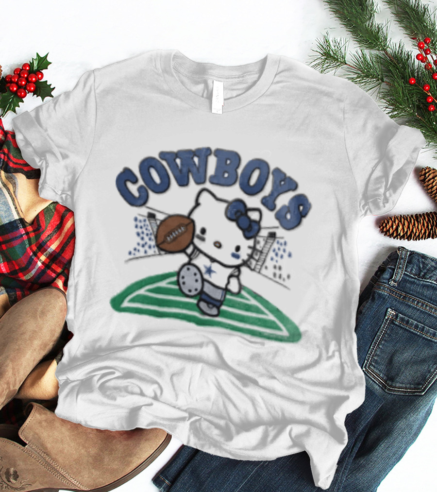 Hello Kitty Cowboys Football Collab With Dallas Touchdown T-Shirt