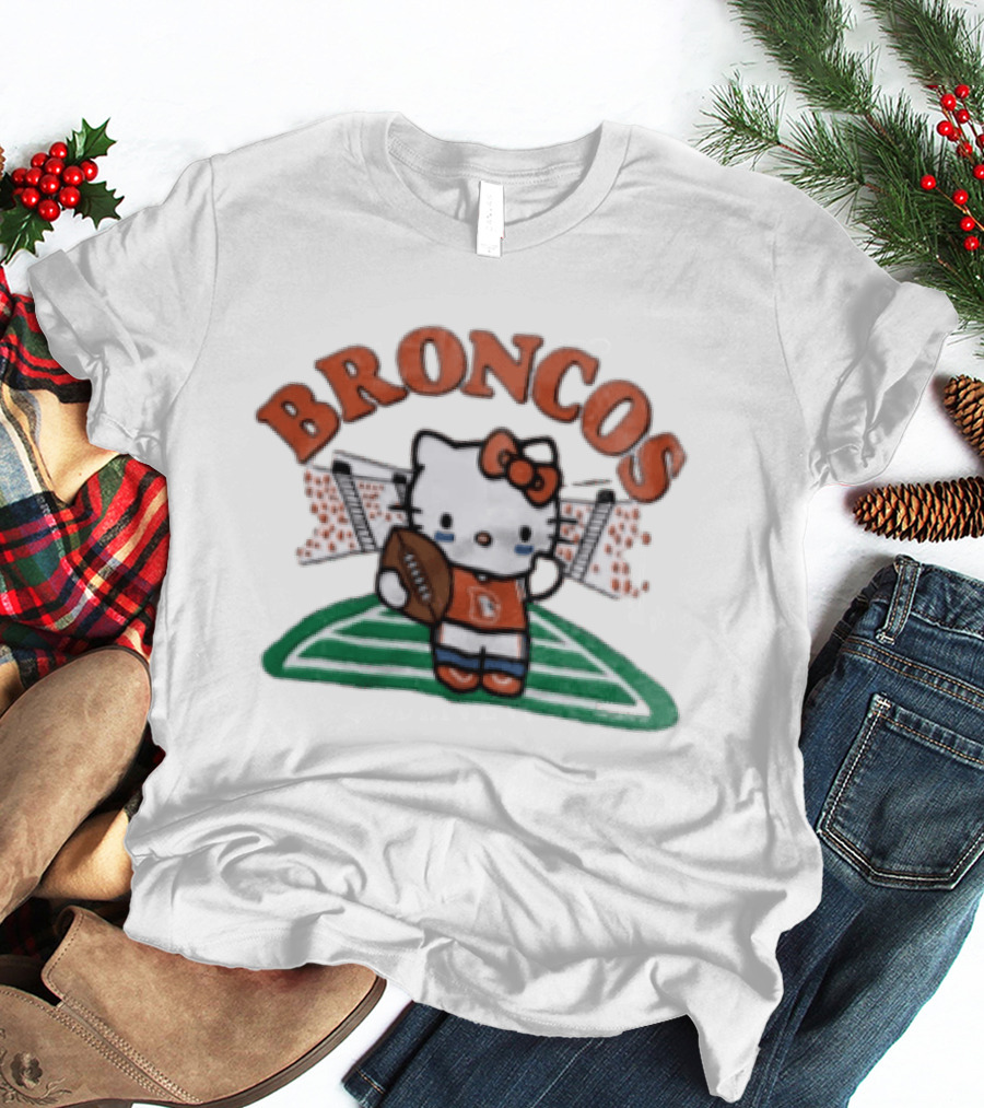 Hello Kitty Broncos Football Collaboration With Denver Team Spirit T-Shirt