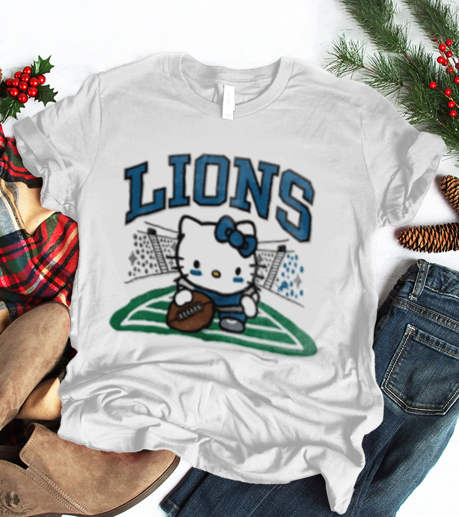 Hello Kitty Detroit Lions Football Collaboration T-Shirt