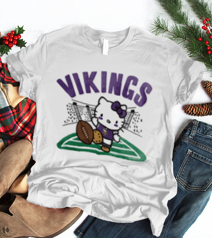 Hello Kitty Vikings Football Collaboration Kickoff T-Shirt