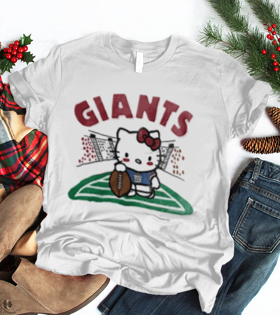 Hello Kitty New York Giants Collaboration Football Themed Holder T-Shirt
