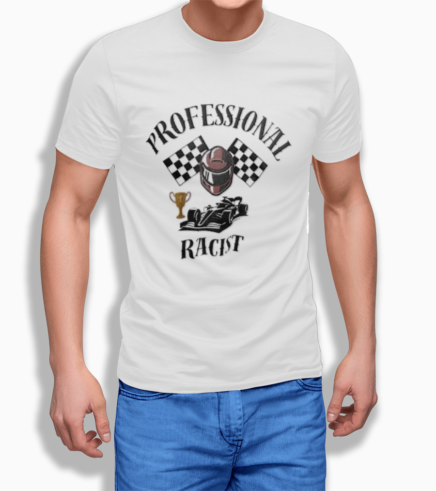 Professional Racer Red Racing Helmet Checkered Flags Trophy Formula One Car T-Shirt