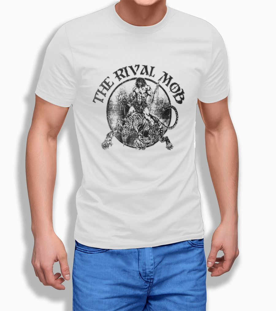 The Rival Mob Barbarian Riding Saber Toothed Tiger Distressed T-Shirt