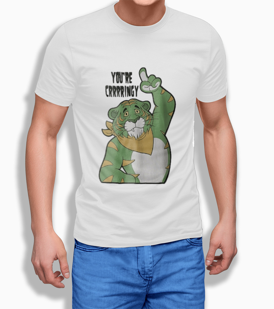 You're Crrrringy Green Tiger Pointing Paw Cartoon T-Shirt
