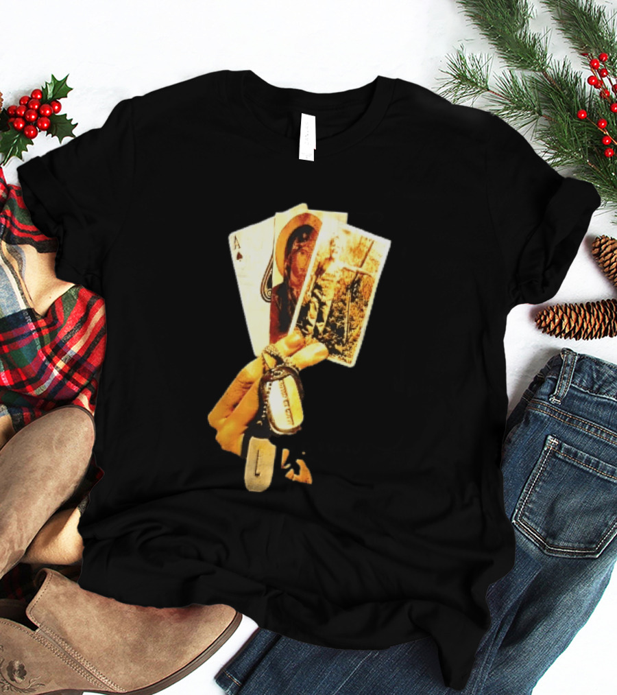 Ace Of Spades Virgin Mary Soldier Photograph Dog Tags T-Shirt