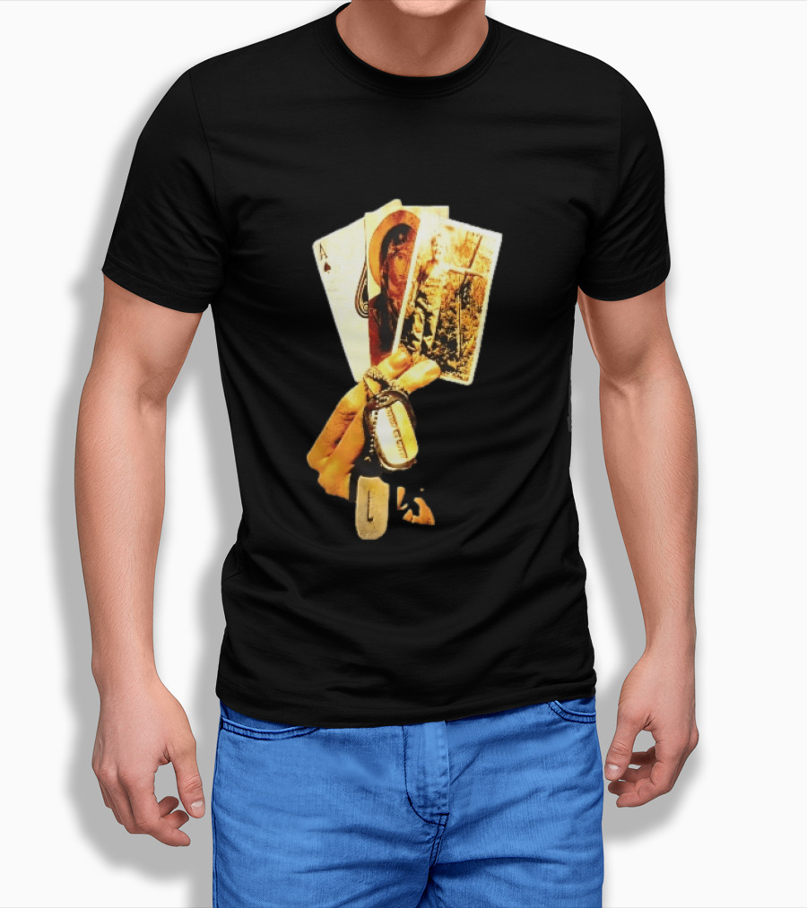 Ace Of Spades Virgin Mary Soldier Photograph Dog Tags T-Shirt