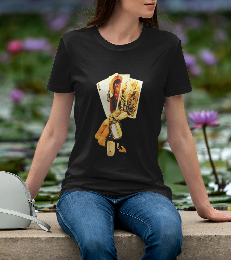 Ace Of Spades Virgin Mary Soldier Photograph Dog Tags T-Shirt