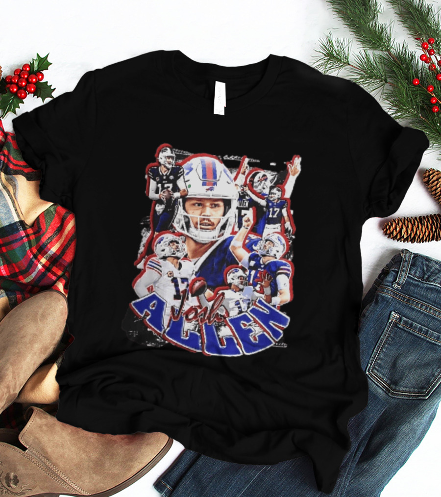 Buffalo Bills Josh Allen Action Collage Football Player T-Shirt