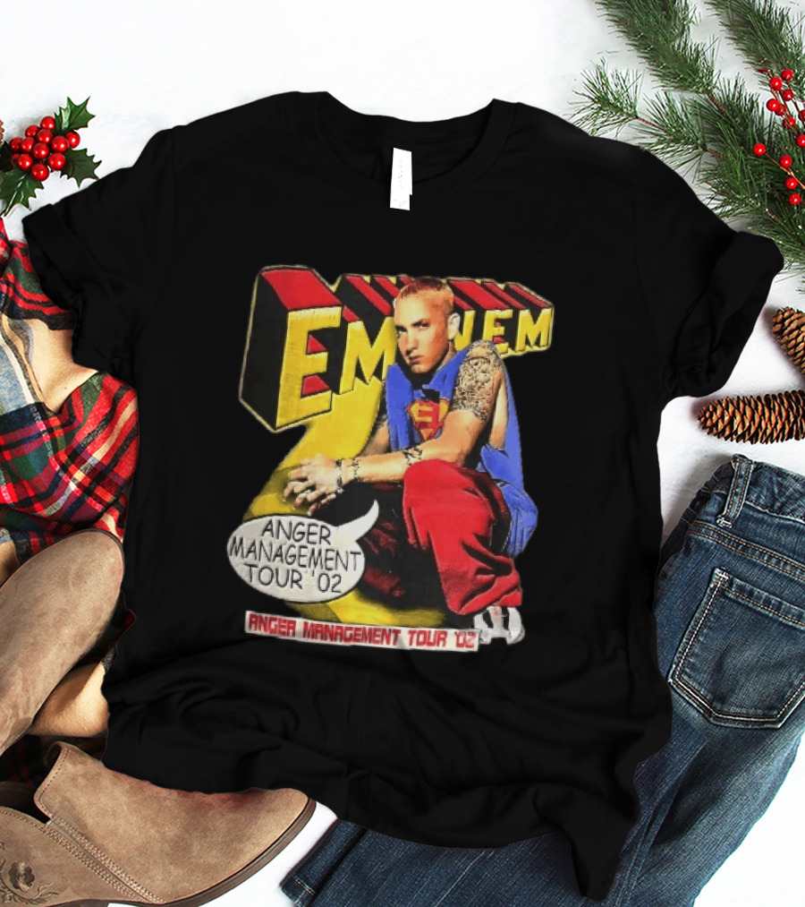 Eminem Anger Management Tour 02 Superman Tattoo 3D Block Letters Vintage 2000s T-Shirt