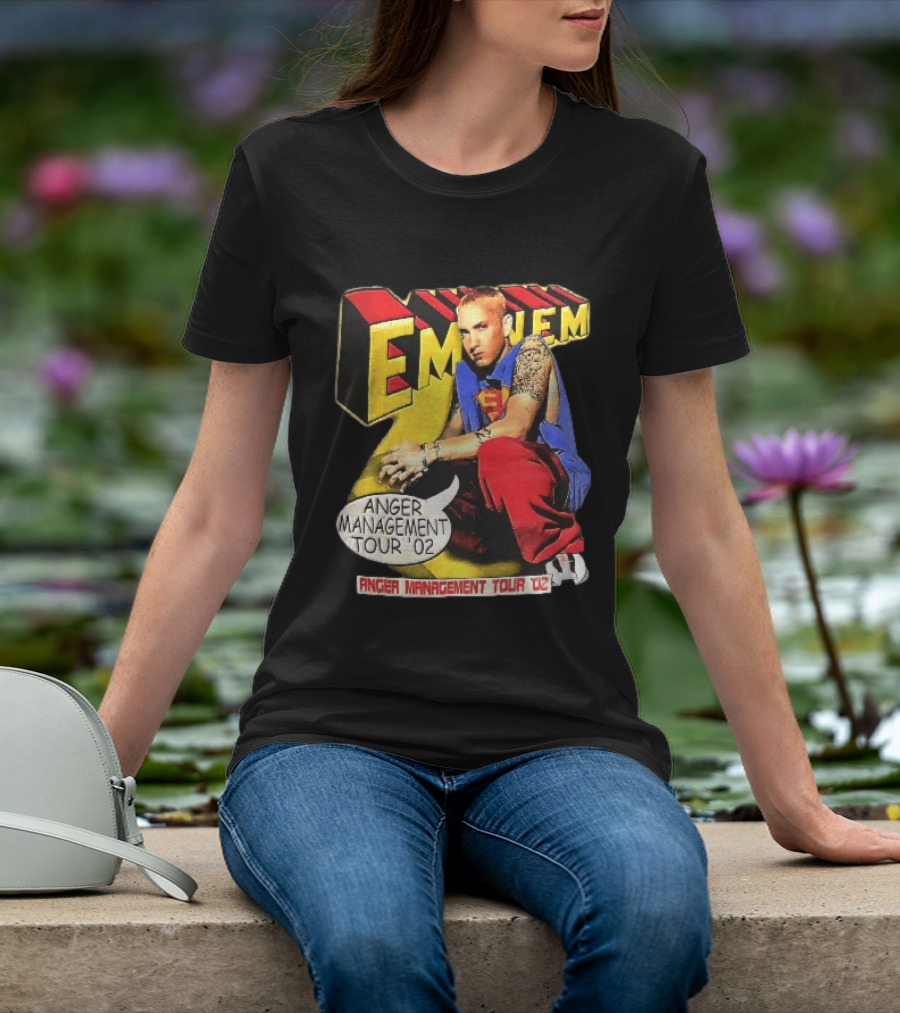 Eminem Anger Management Tour 02 Superman Tattoo 3D Block Letters Vintage 2000s T-Shirt