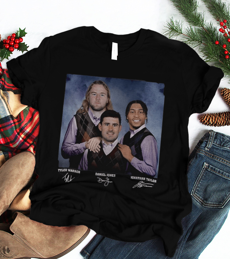 Indianapolis Football Step Bros Jonathan Taylor Daniel Jones Tyler Warren T-Shirt