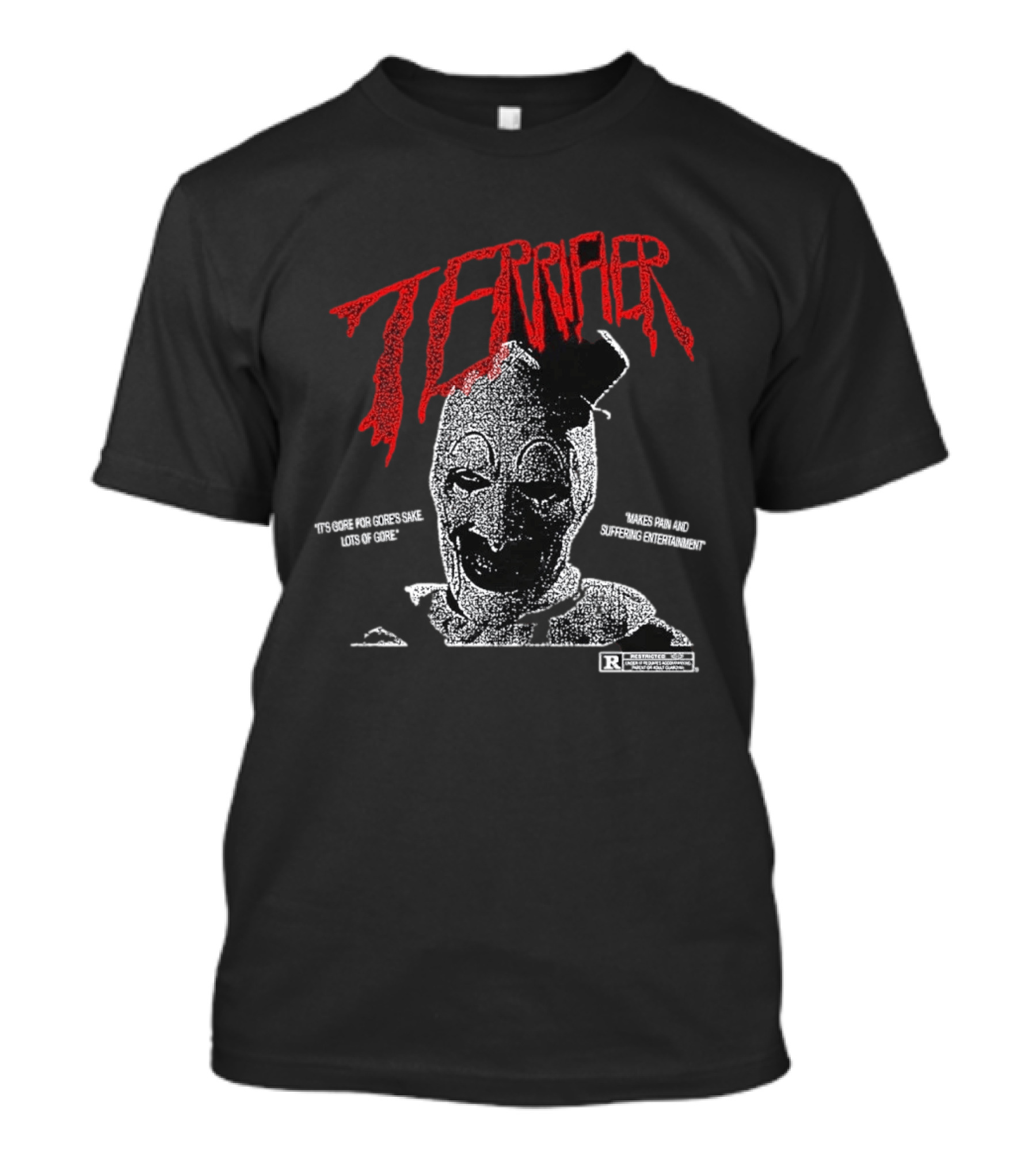 Terrifier Official Art Clown Grim Imagery Horror Cult Video Nsfw Warning T-Shirt