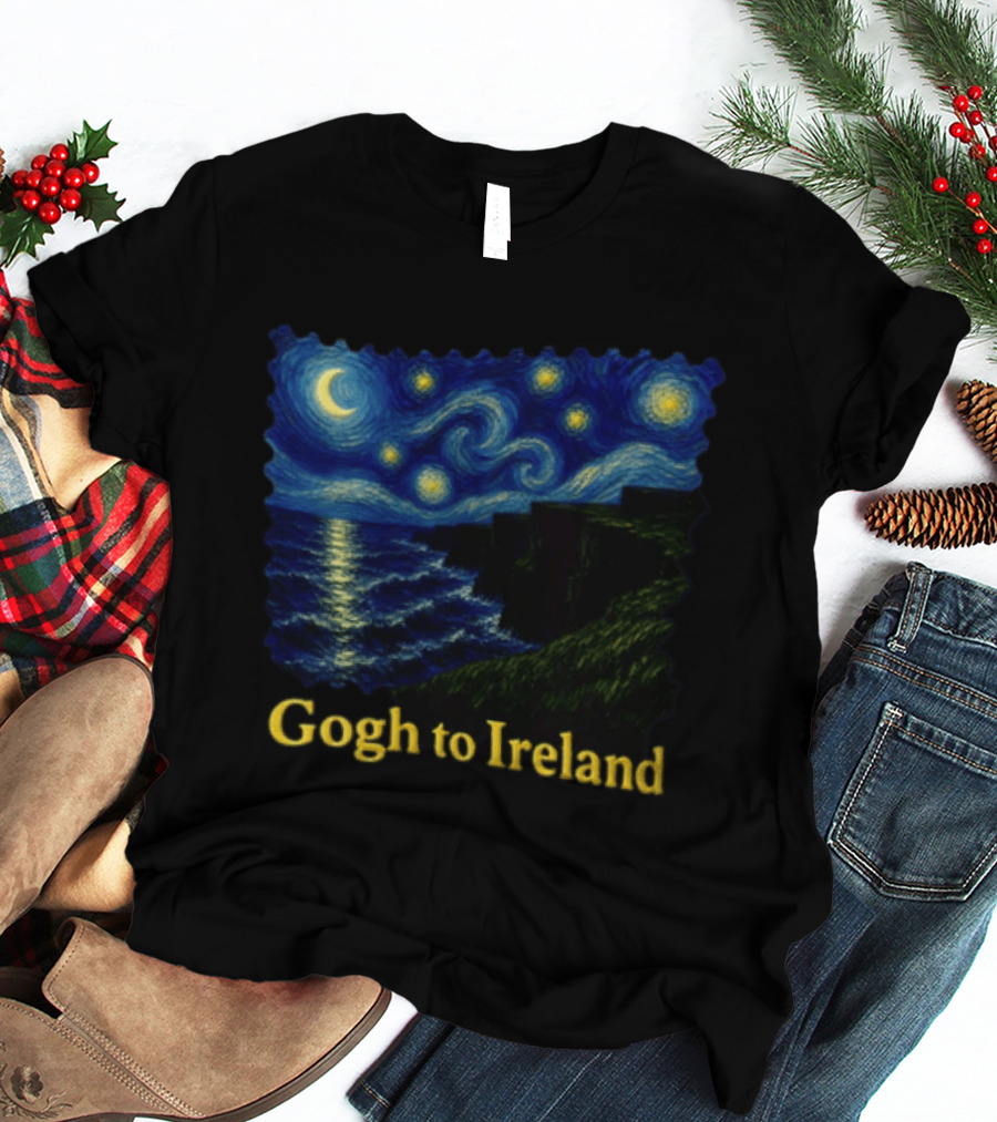 Van Gogh Starry Night Cliffs Overlook Gogh To Ireland T-Shirt