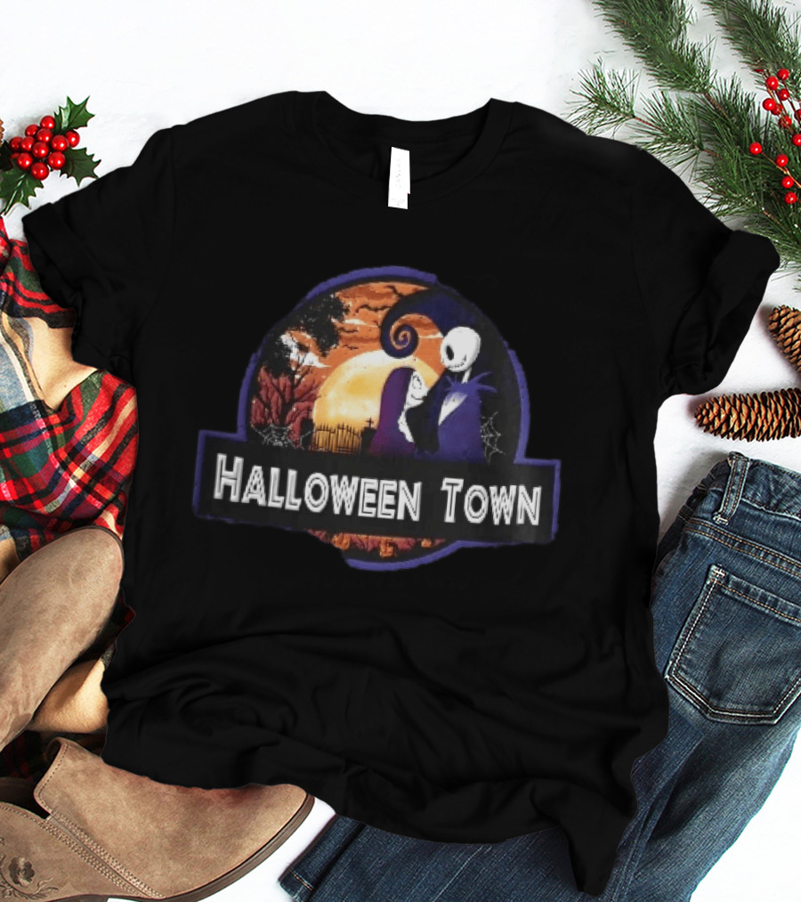 Halloween Town Jack And Sally Graveyard Scene Moonlit T-Shirt