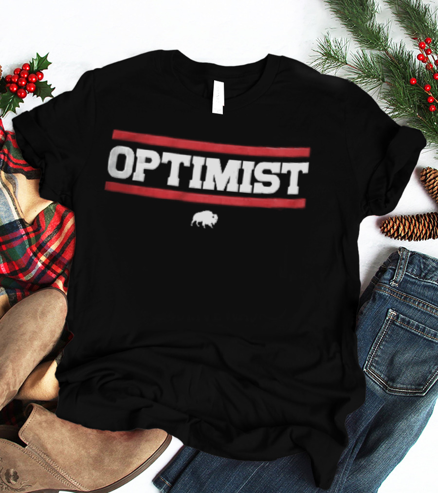 Optimist Bison Bold Red Lines White T-Shirt
