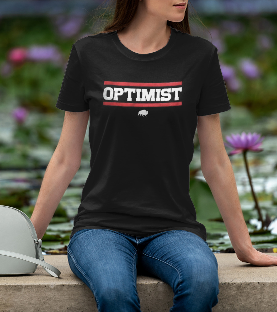 Optimist Bison Bold Red Lines White T-Shirt