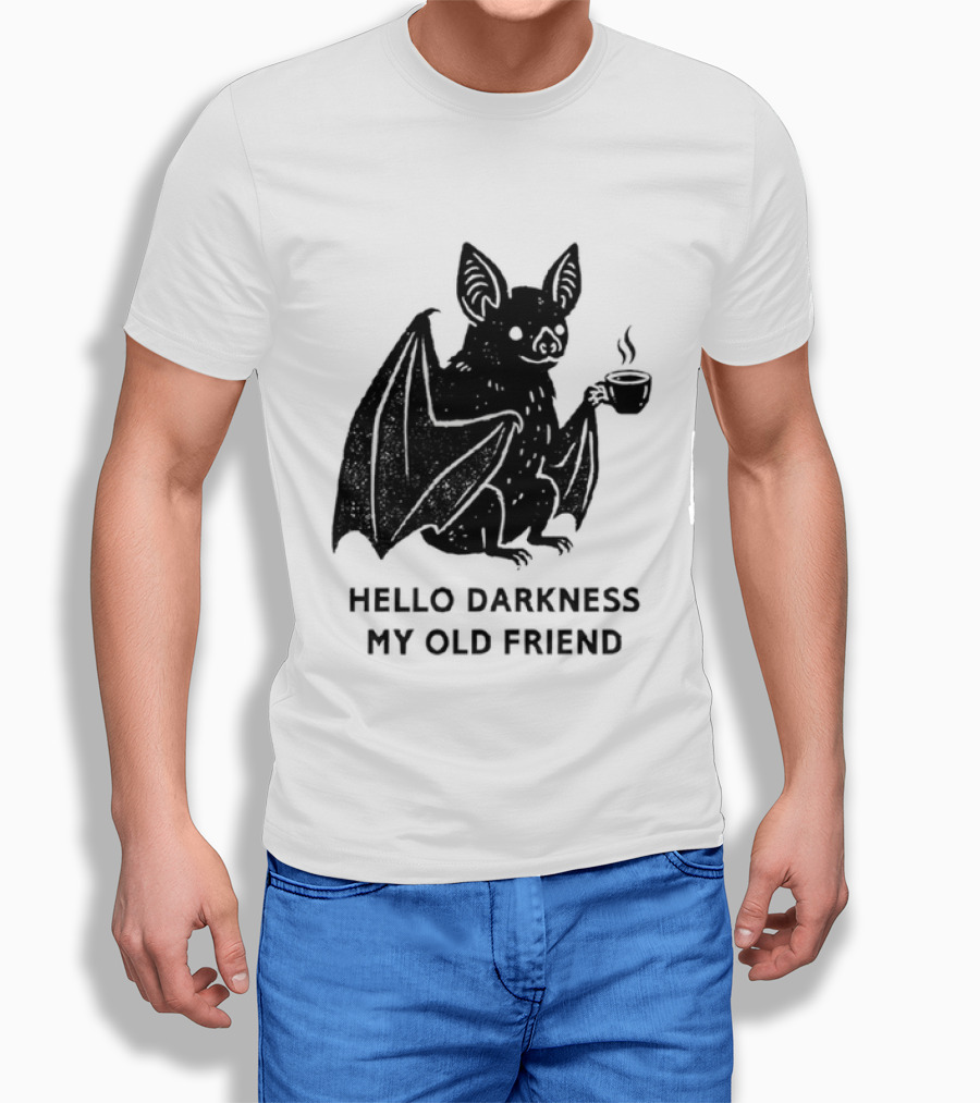Bat With Coffee Hello Darkness My Old Friend T-Shirt