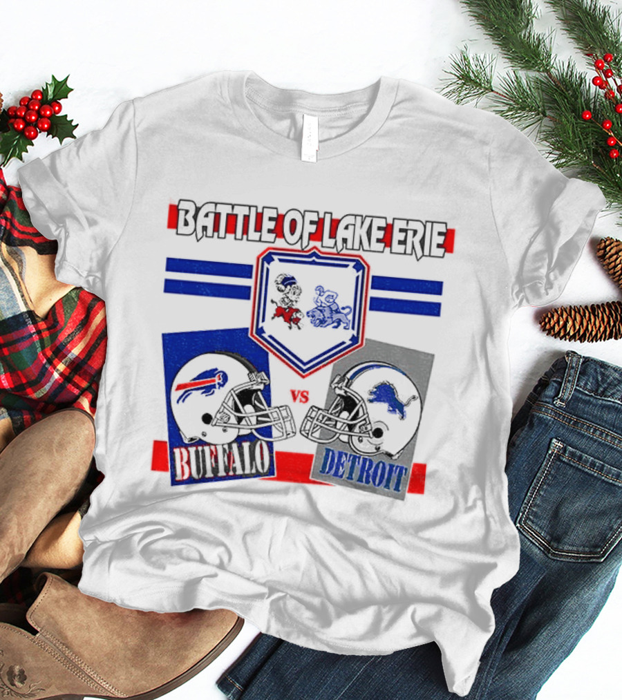 Battle Of Lake Erie Buffalo And Detroit Football Helmets T-Shirt