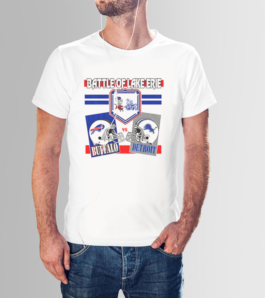 Battle Of Lake Erie Buffalo And Detroit Football Helmets T-Shirt
