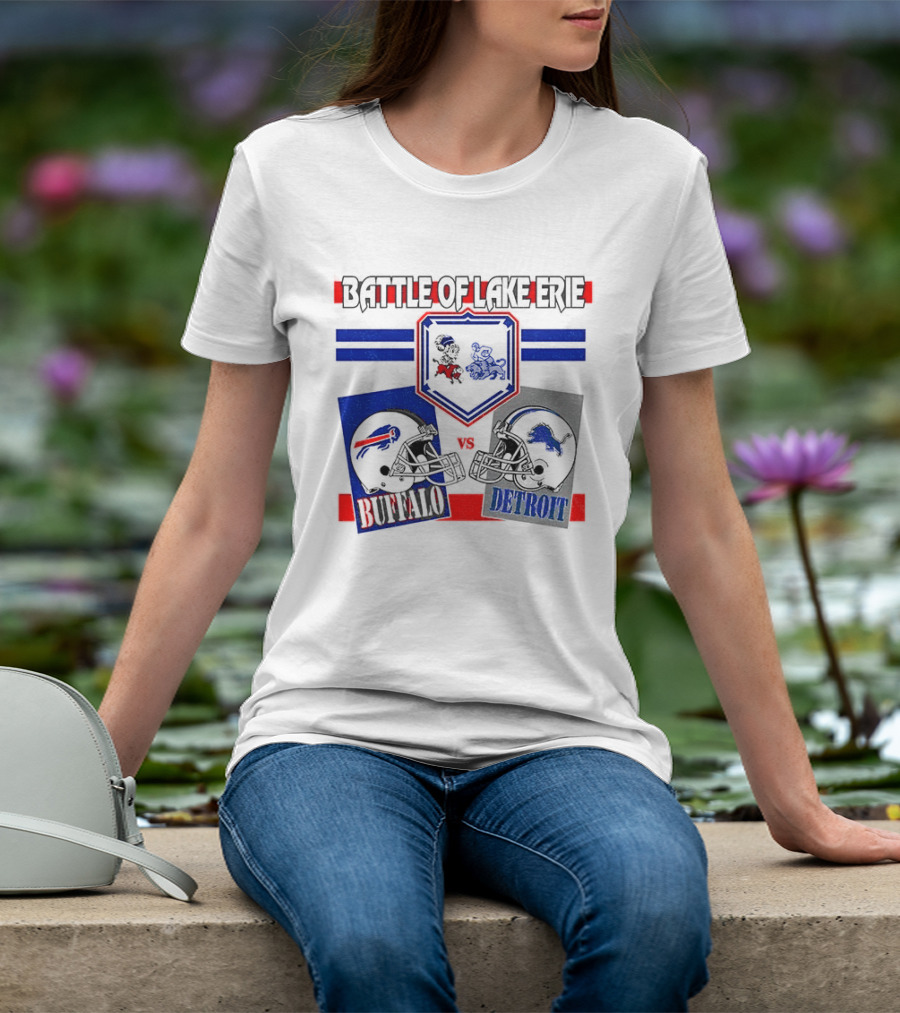 Battle Of Lake Erie Buffalo And Detroit Football Helmets T-Shirt