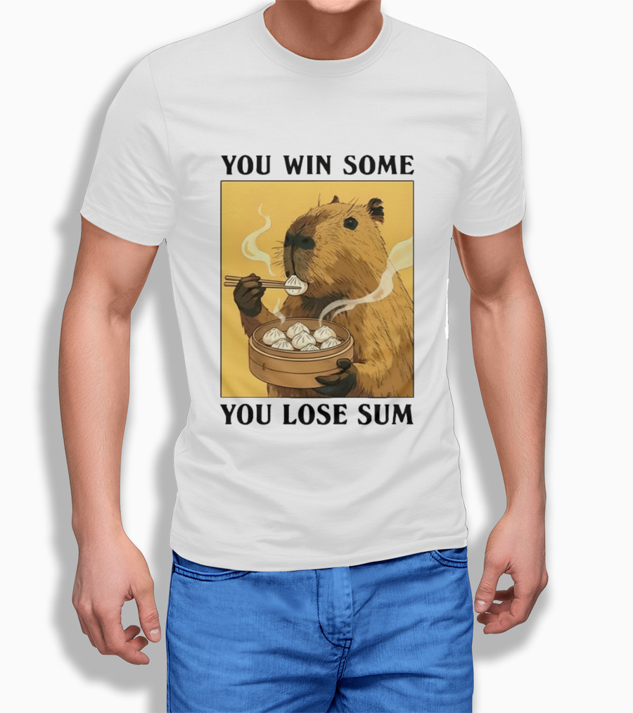 Capybara Eating Dim Sum You Win Some You Lose Sum T-Shirt