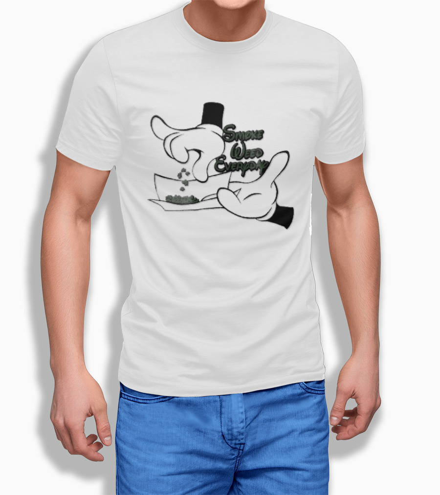 Cartoon Smoke Weed Everyday Gloved Hands Rolling Paper T-Shirt