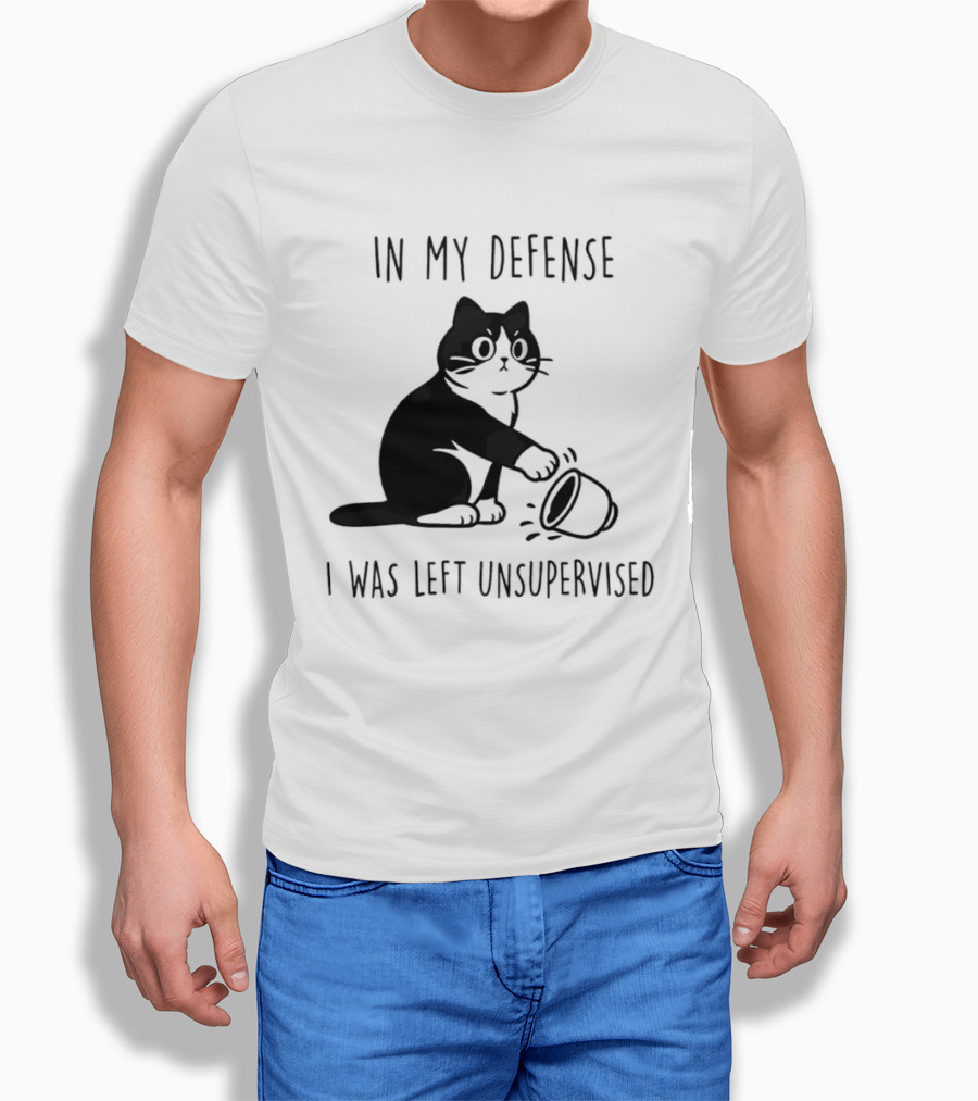 In My Defense I Was Left Unsupervised Cat With T-Shirt