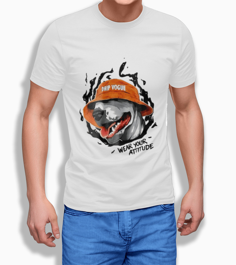 Drip Vogue Wear Your Attitude Dog Bucket Hat Trendy T-Shirt
