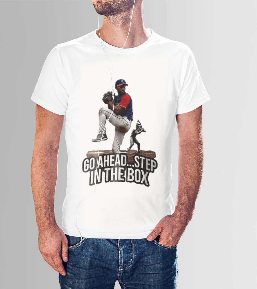 Go Ahead Step In The Box Baseball Pitcher And Batter Challenge T-Shirt