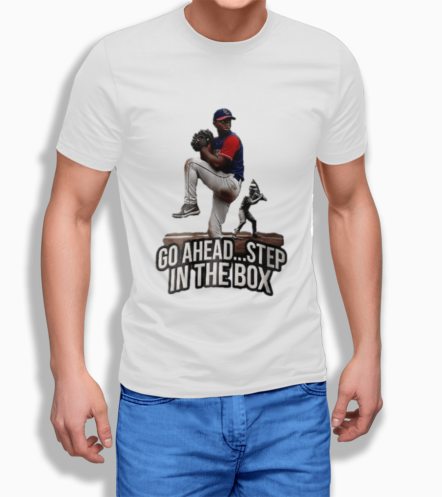 Go Ahead Step In The Box Baseball Pitcher And Batter Challenge T-Shirt