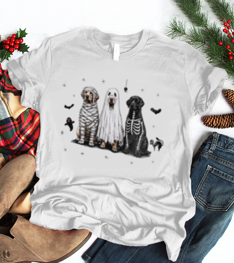 Labrador Retriever Mummy Ghost Skeleton Halloween Costume Dogs T-Shirt