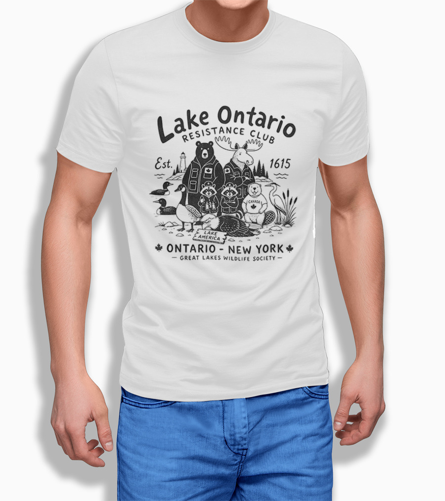 Lake Ontario Resistance Club Ontario New York Great Lakes Wildlife Society Est 1625 T-Shirt