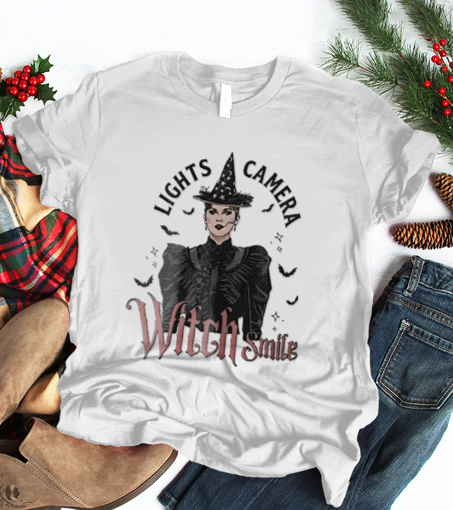 Lights Camera Witch Smile Horror Movie Halloween Magic T-Shirt