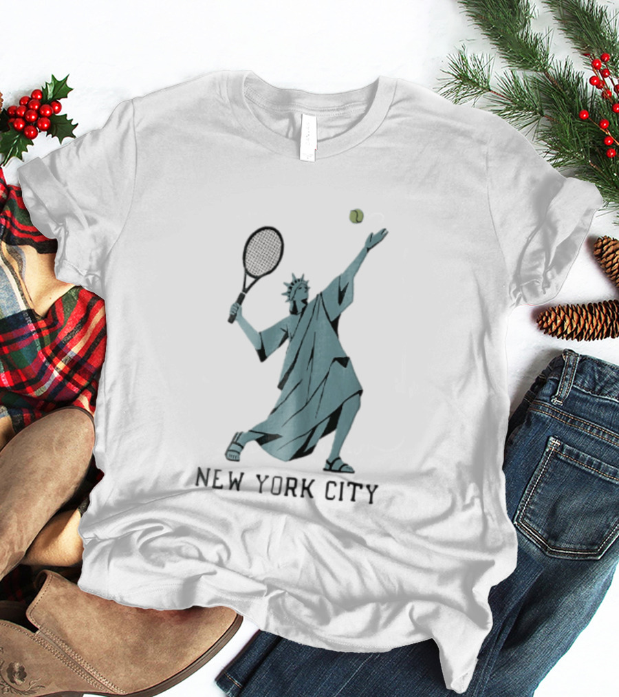 New York City Statue Of Liberty Playing Tennis T-Shirt