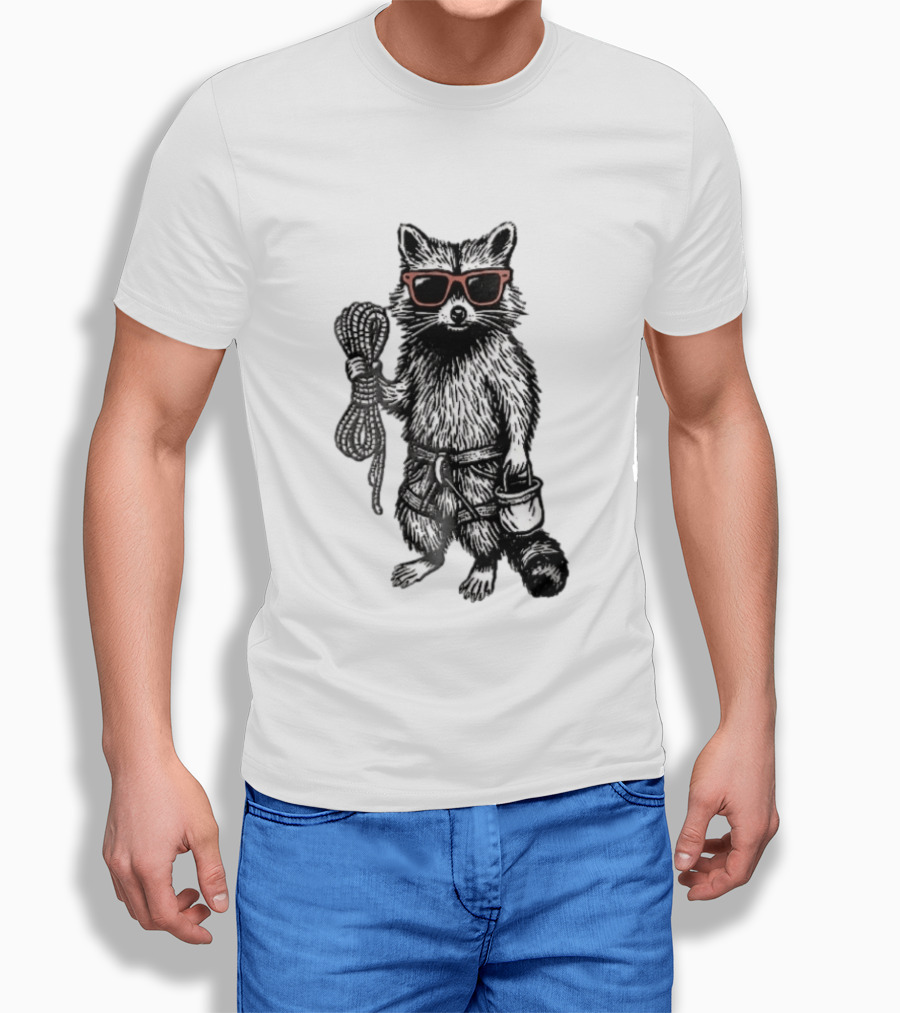 Raccoon Climber Rope Chalk Bag Sunglasses T-Shirt