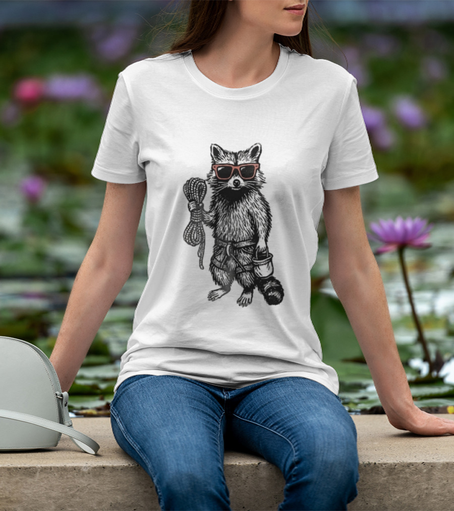 Raccoon Climber Rope Chalk Bag Sunglasses T-Shirt