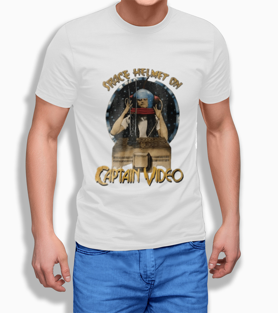 Space Helmet On Captain Video Retro Sci Fi Adventure T-Shirt