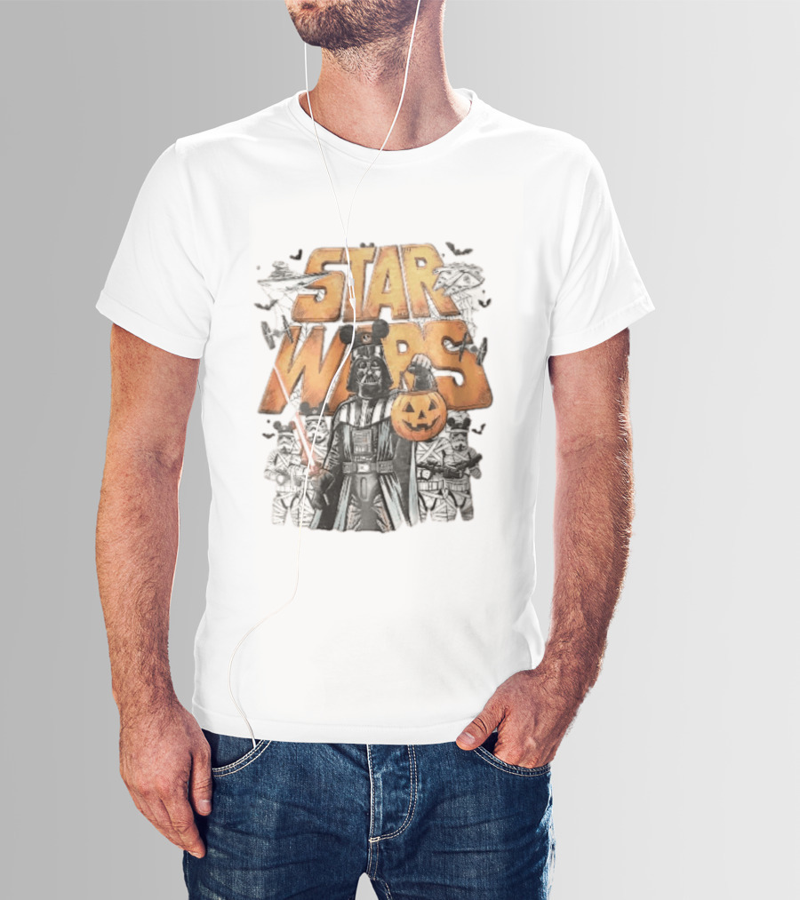 Star Wars Darth Vader Mickey Ears Stormtroopers Halloween Pumpkin T-Shirt